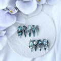 handartnails: "Emerald Siren" – Aqua Crystal Rose 3D Handmade Stiletto Nails