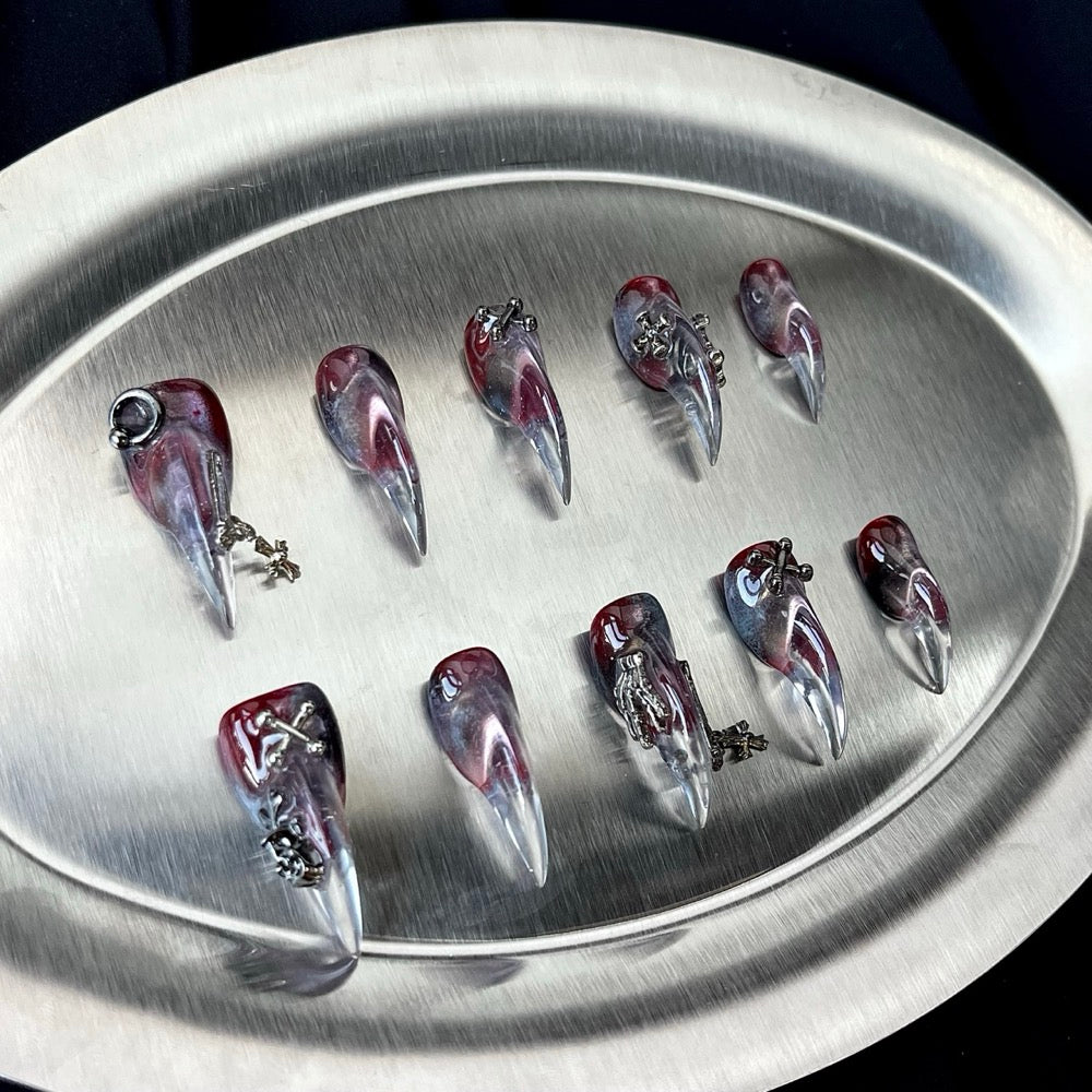 Amethyst Relic - Purple Gothic Handmade Cat Claw Press-On Nails