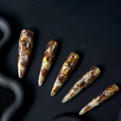 Amber Feather Reverie Lustre Press-On Nails - Handartnails