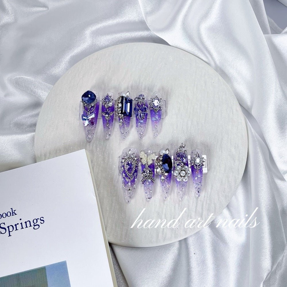 Amethyst Galaxy Crystal Handmade Press On Nails - Handartnails