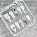 "Angelic Chrome Armor" - 3D White Cyber Y2K Press-On Nails - Handartnails
