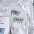 Aqua Opal Silver Handmade Press On Nails - Handartnails