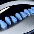 Periwinkle Stardust - Lavender Blue Glitter Handmade Dragon Press-On Nails