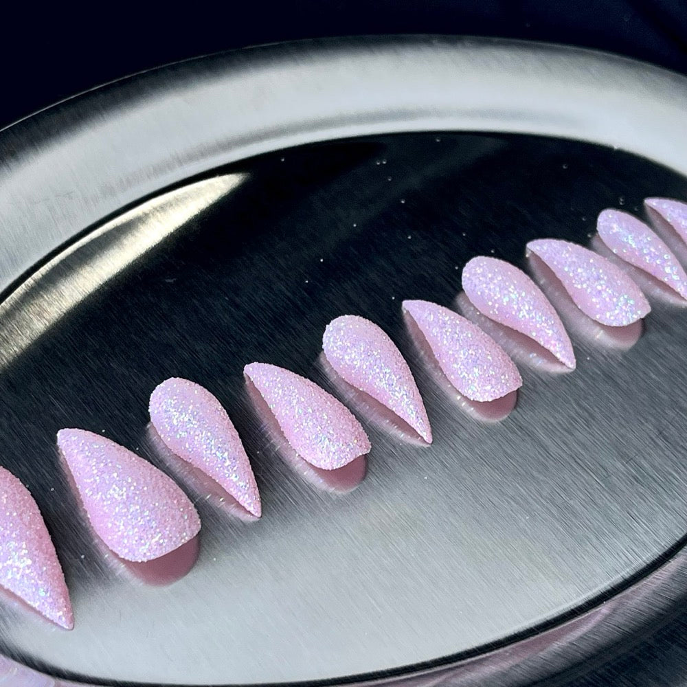 Rose Stardust - Pink Glitter Handmade Dragon Press-On Nails