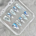 "Blue Viper Foil" - Y2K Pierced Snake Print Press-On Nails