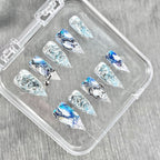 "Blue Viper Foil" - Y2K Pierced Snake Print Press-On Nails