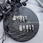Black and Silver Luxury Handmade Press-On Nails - Handartnails
