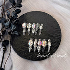 Black Silver Glitter Luxury Crystal Handmade Nail Set - Handartnails
