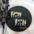 Black Silver Luxury Gemstone Handmade Press-On Nails - Handartnails
