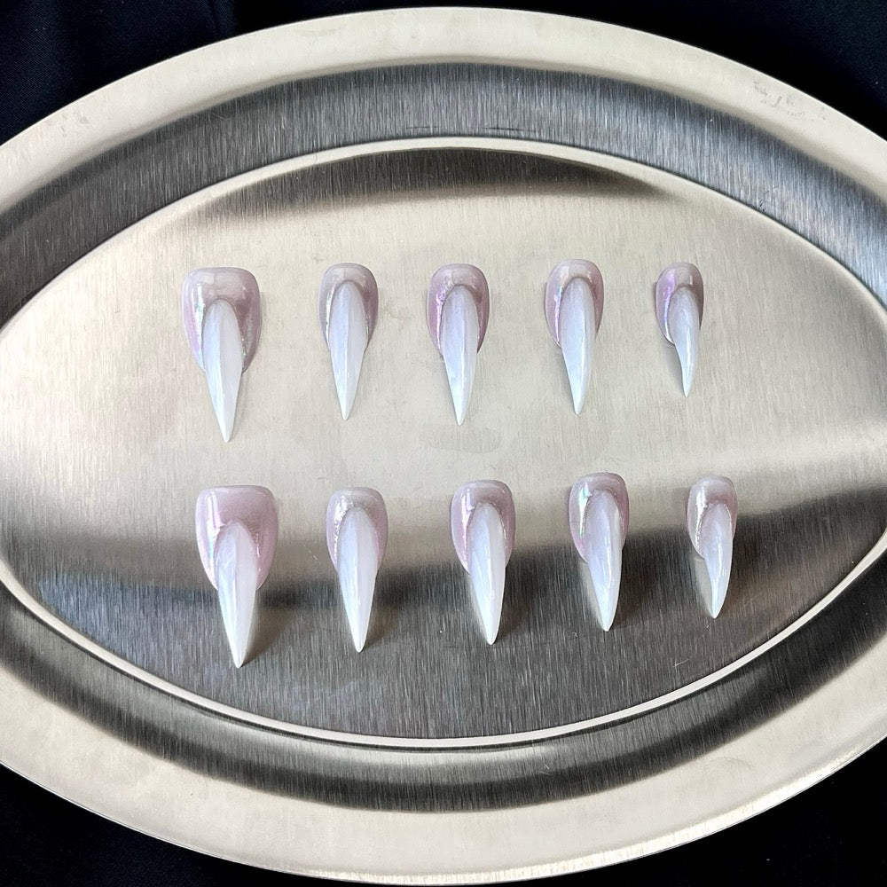 Pearl Fang - Pearl White Handmade Cat Claw Press-On Nails