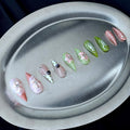 Matcha Picnic - Green Pink 3D Handmade Dragon Press-On Nails
