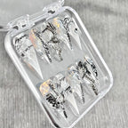 "Clear Skeleton Script" - 3D Pierced Gothic Press-On Nails