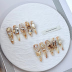 handartnails: "Golden Hour Relic" – Champagne Crystal Baroque Handmade Stiletto Nails