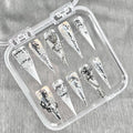 "Clear Skeleton Script" - 3D Pierced Gothic Press-On Nails