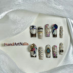 Sapphire Reverie - Baroque Lace Jewel Press-On Nails