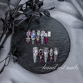 "Amethyst Royal Core" - 3D Jeweled Plum Mismatched Press-On Nails