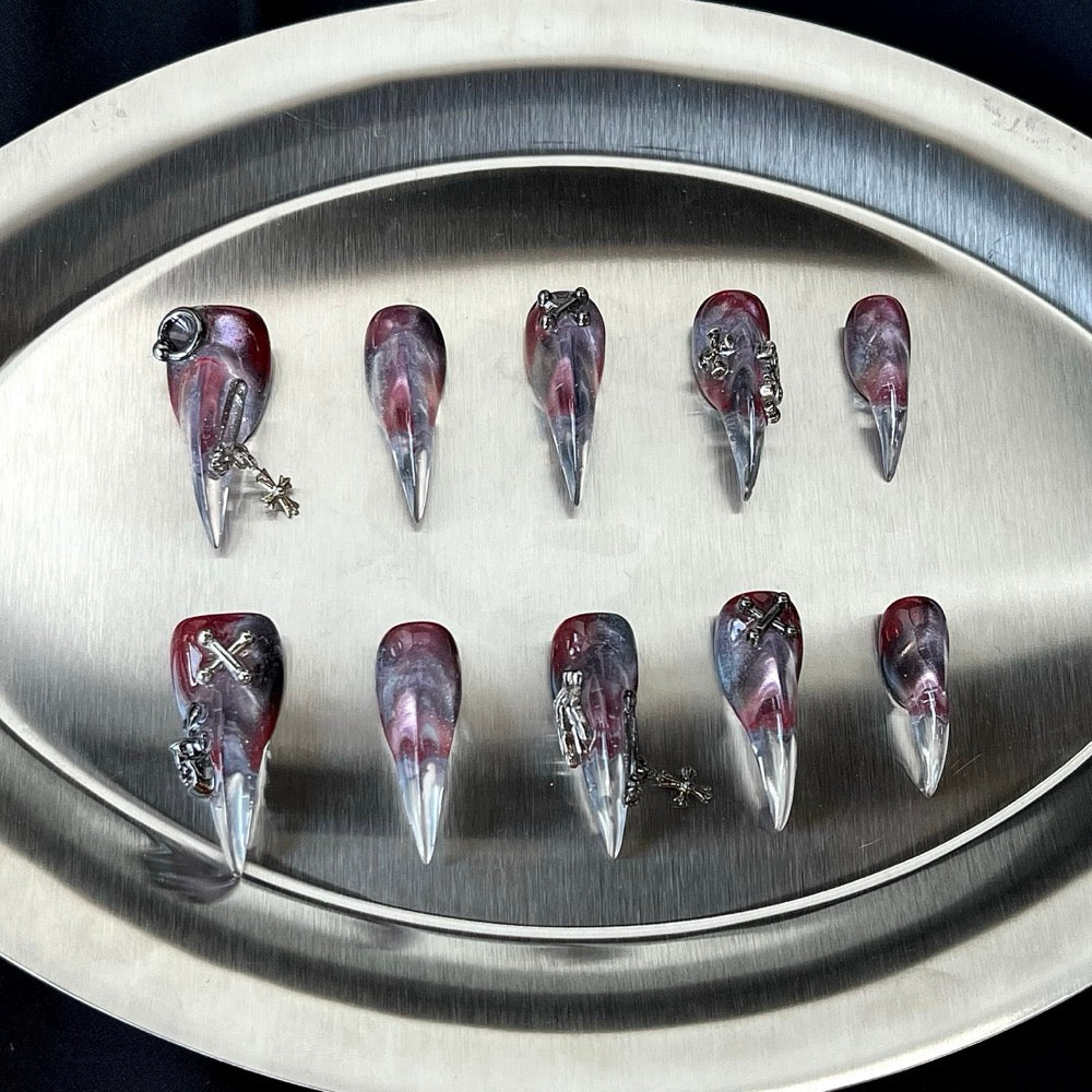Amethyst Relic - Purple Gothic Handmade Cat Claw Press-On Nails