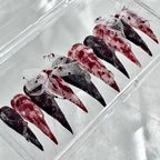 handartnails: "Bloody Mesh Bow Grunge" – 3D Gauze Bow Handmade Long Stiletto Nails - Handartnails