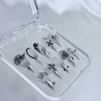handartnails: "Dark Vine Cross Piercing Punk" – 3D Metal Piercing Charm Handmade Medium Stiletto Nails - Handartnails