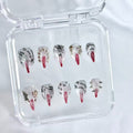 handartnails: "Gothic Newspaper Spike" – 3D Metal Charm Handmade Short Almond Nails - Handartnails