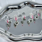 handartnails: "Gothic Newspaper Spike" – 3D Metal Charm Handmade Short Almond Nails - Handartnails