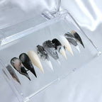 HandartNails: "Gothic Skeleton Lace" - 3D Metallic Glamour Handmade stilettos pressed on nails - Handartnails