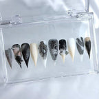 HandartNails: "Gothic Skeleton Lace" - 3D Metallic Glamour Handmade stilettos pressed on nails - Handartnails