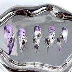 handartnails: "Lavender Gothic Star Spike" – 3D Metal Cross Star Handmade Long Stiletto Nails - Handartnails