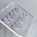 handartnails: "Lavender Silver Star Script" – Silver Foil Handmade Long Stiletto Nails - Handartnails