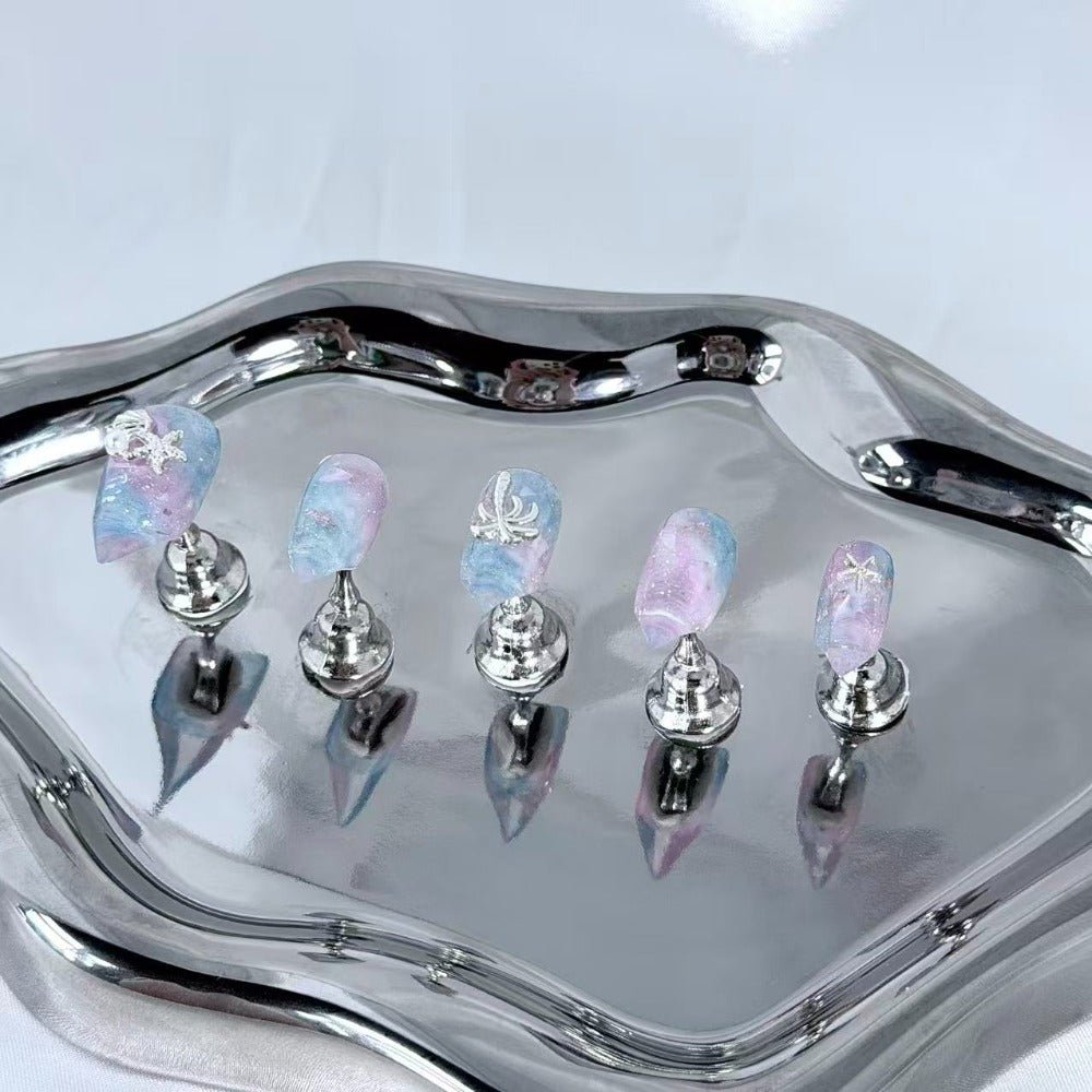 handartnails: "Ocean Mermaid Starfish Shell" – 3D Sea Metal Charm Handmade Long Stiletto Nails - Handartnails