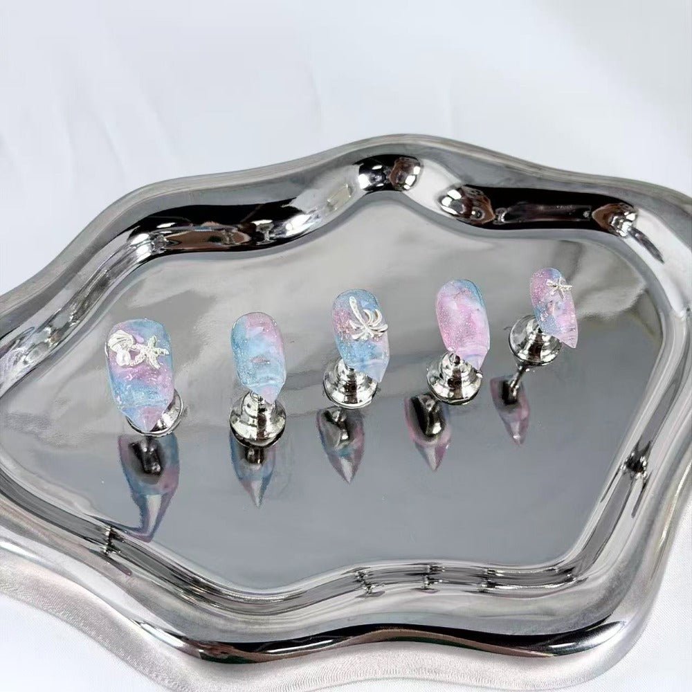 handartnails: "Ocean Mermaid Starfish Shell" – 3D Sea Metal Charm Handmade Long Stiletto Nails - Handartnails