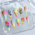 handartnails: "Rainbow Glitter Fruit Heart" – 3D Mini Fruit Letter Charm Handmade Stiletto Nails - Handartnails