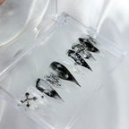 handartnails: "Smoke Script Piercing Cross Star" – Metal Piercing Charm Handmade Long Stiletto Nails - Handartnails