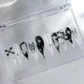 handartnails: "Smoke Script Piercing Cross Star" – Metal Piercing Charm Handmade Long Stiletto Nails - Handartnails