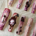 Bloody Cherry Gothic Doll Nails "Blood Stain" | Handartnails