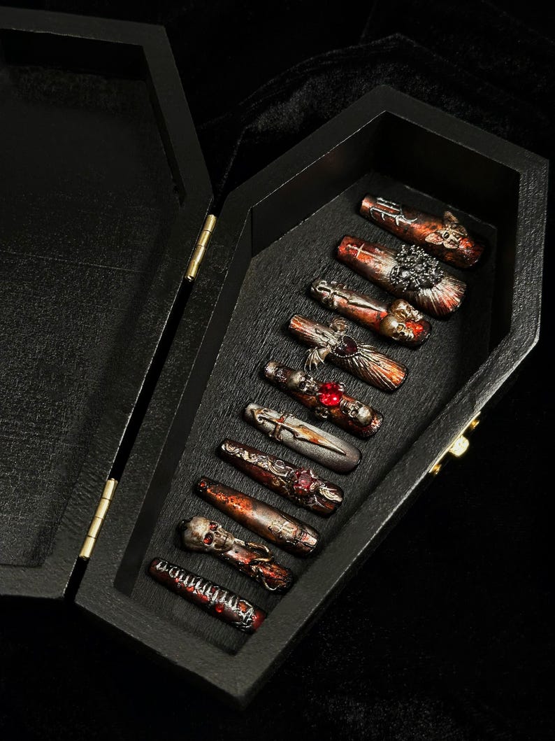 Gothic Blood Red Skull Press on Nails | Handartnails