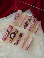 Bloody Cherry Gothic Doll Nails "Blood Stain" | Handartnails