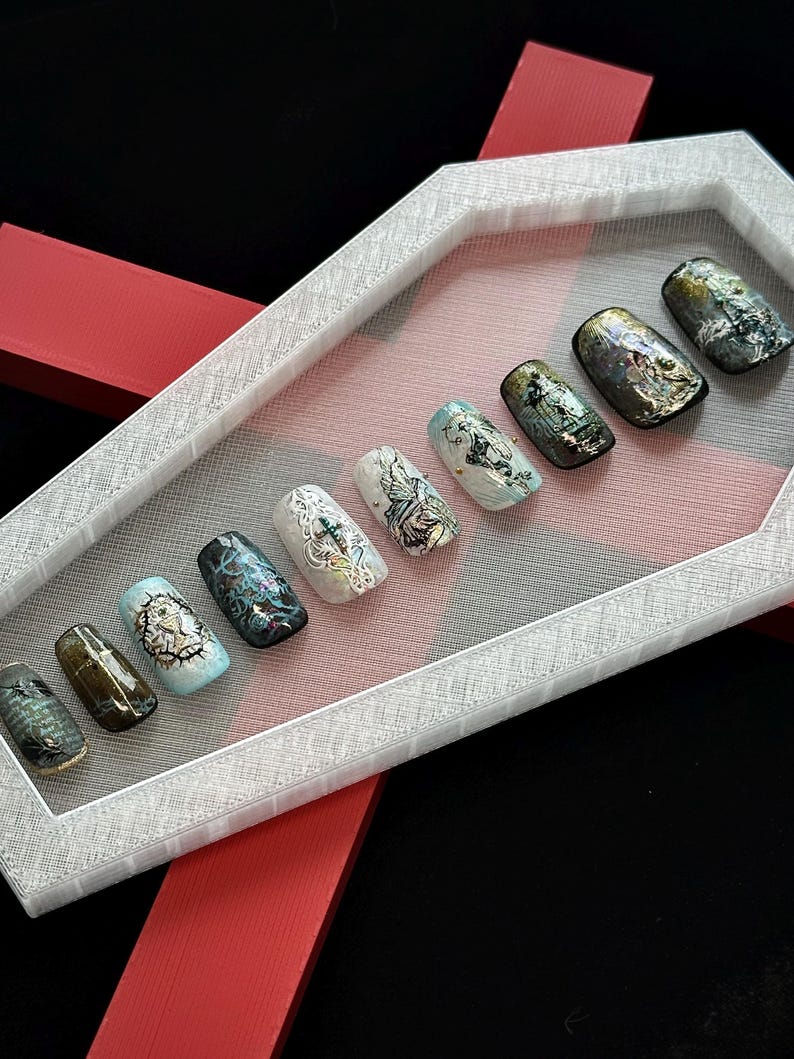 Burnt Lace Gothic Nails "Ember Bride" | Handartnails