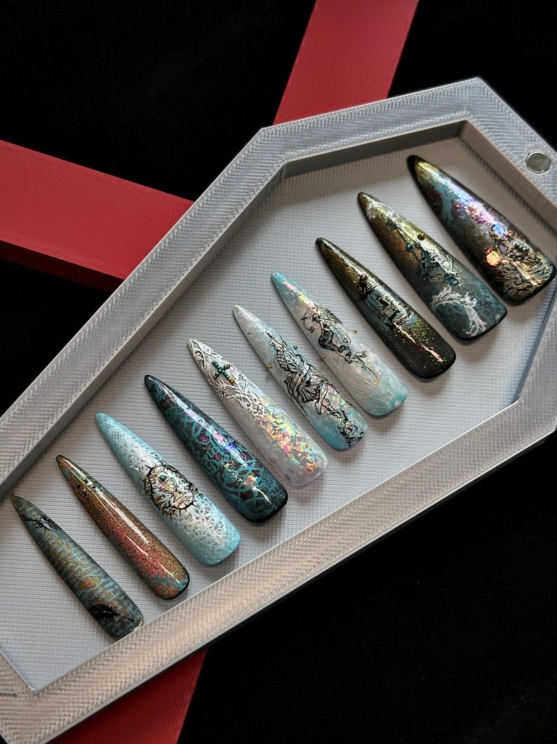 Burnt Lace Gothic Nails "Ember Bride" | Handartnails