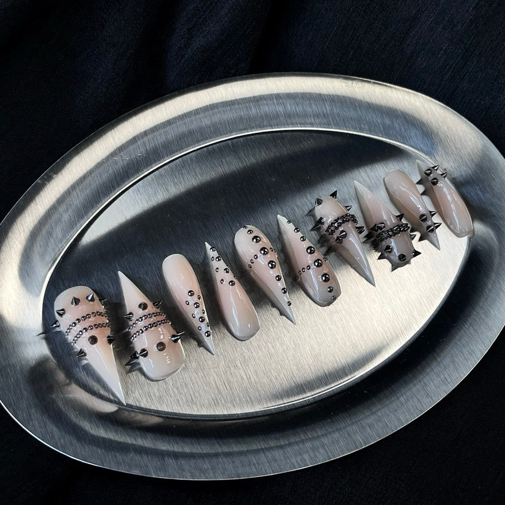 Signature sculptural dragon armor press-on nails