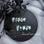 Luxury Blue-Green Gemstone Handmade Press-On Nails - Handartnails