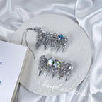 Silver Ice Blue Rhinestone Handmade Press On Nails - Handartnails
